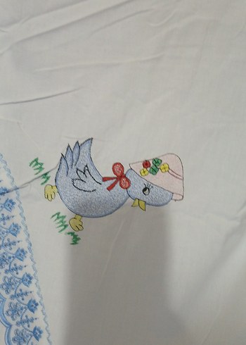 Nakışlı Bohem Beyaz bebek yorganı Örtüsü - Görsel 4