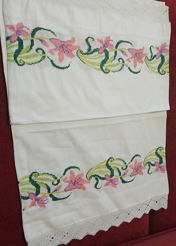 Nakışlı Pastel Renkli Beyaz uzun Yastık Kılıfı - Görsel 5