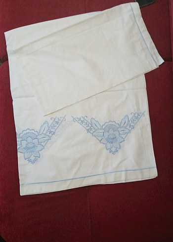 Mavi Nakışlı Beyaz Yatak karyola takım - Görsel 2