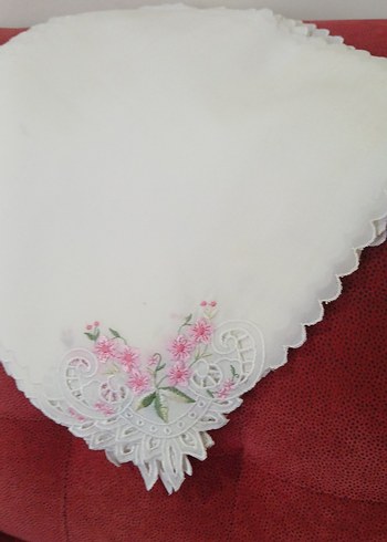 Nakışlı Vintage Beyaz Masa Örtüsü 16 parça mutfak peçete ve per - Görsel 6