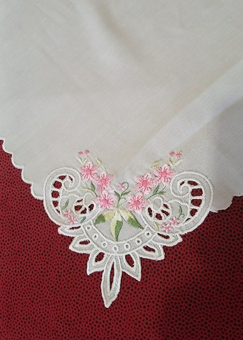 Nakışlı Vintage Beyaz Masa Örtüsü 16 parça mutfak peçete ve per - Görsel 5