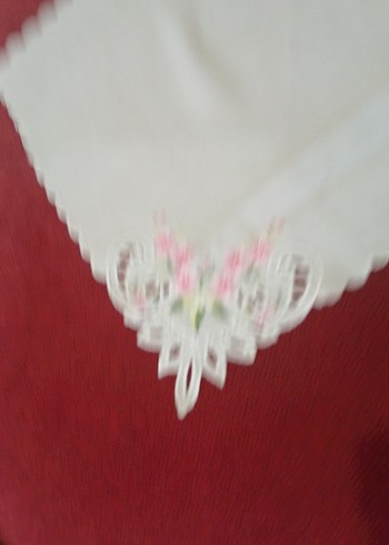 Nakışlı Vintage Beyaz Masa Örtüsü 16 parça mutfak peçete ve per - Görsel 4