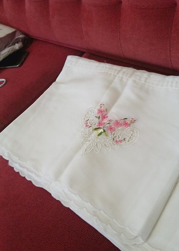 Nakışlı Vintage Beyaz Masa Örtüsü 16 parça mutfak peçete ve per - Görsel 9