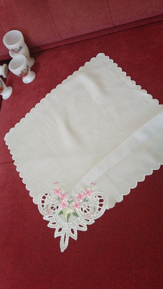 Nakışlı Vintage Beyaz Masa Örtüsü 16 parça mutfak peçete ve per - Görsel 3