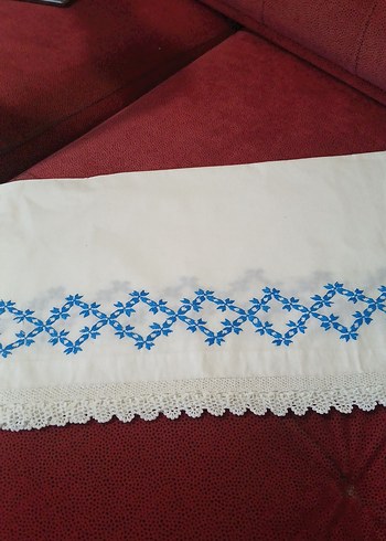 Nakışlı Beyaz Örtü yastık - Görsel 2