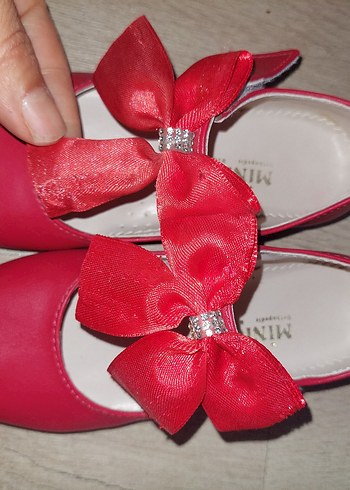 Kız Çocuk Kırmızı Fiyonk Detaylı Babet - Görsel 5