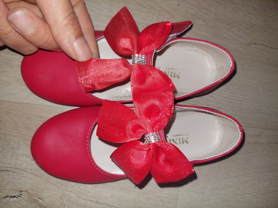 Kız Çocuk Kırmızı Fiyonk Detaylı Babet - Görsel 5