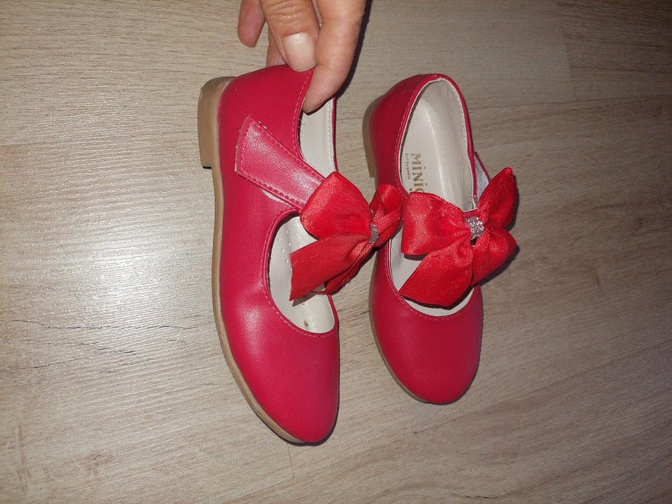 Kız Çocuk Kırmızı Fiyonk Detaylı Babet - Görsel 3