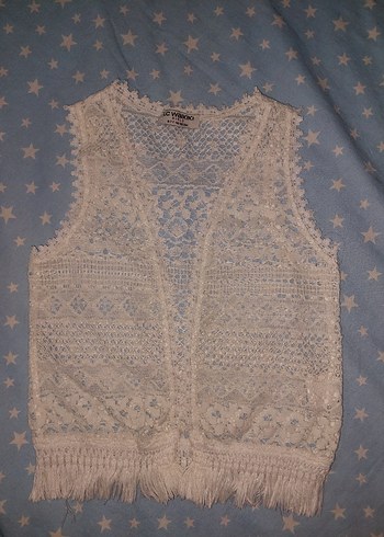 Dantel Detaylı Bohem Örgü kic cocuk Yelek - Görsel 2