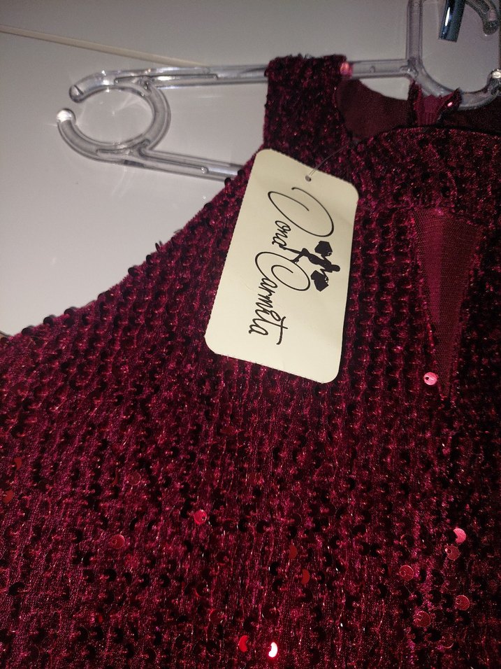 Bordo Payetli balik model Uzun Abiye Elbise - Görsel 5