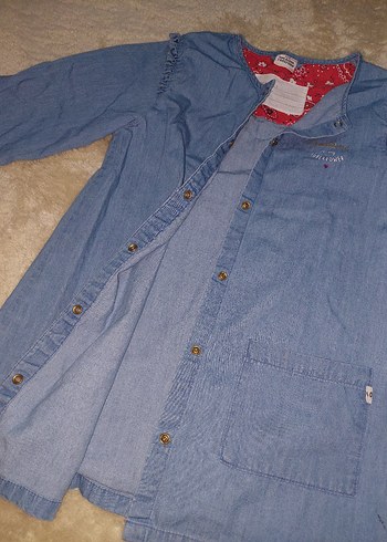 Kız Çocuk Mavi Denim elbise-tunik - Görsel 7