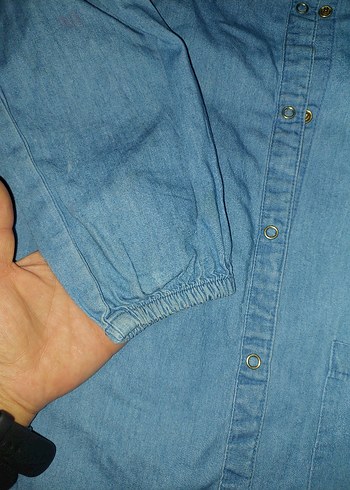 Kız Çocuk Mavi Denim elbise-tunik - Görsel 4