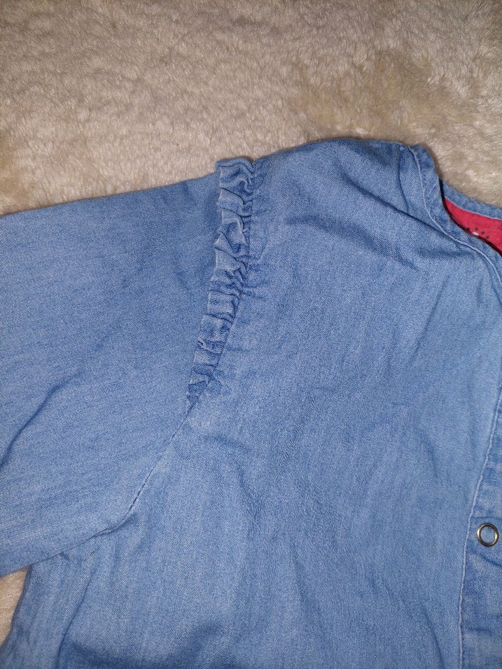 Kız Çocuk Mavi Denim elbise-tunik - Görsel 3