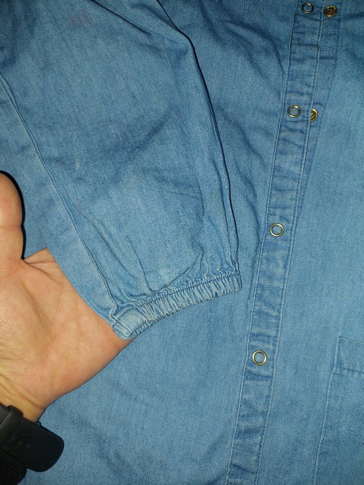 Kız Çocuk Mavi Denim elbise-tunik - Görsel 4