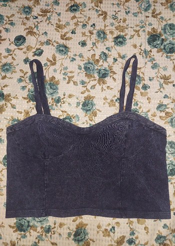 Lacivert Kadın Denim Büstiyer - Görsel 2