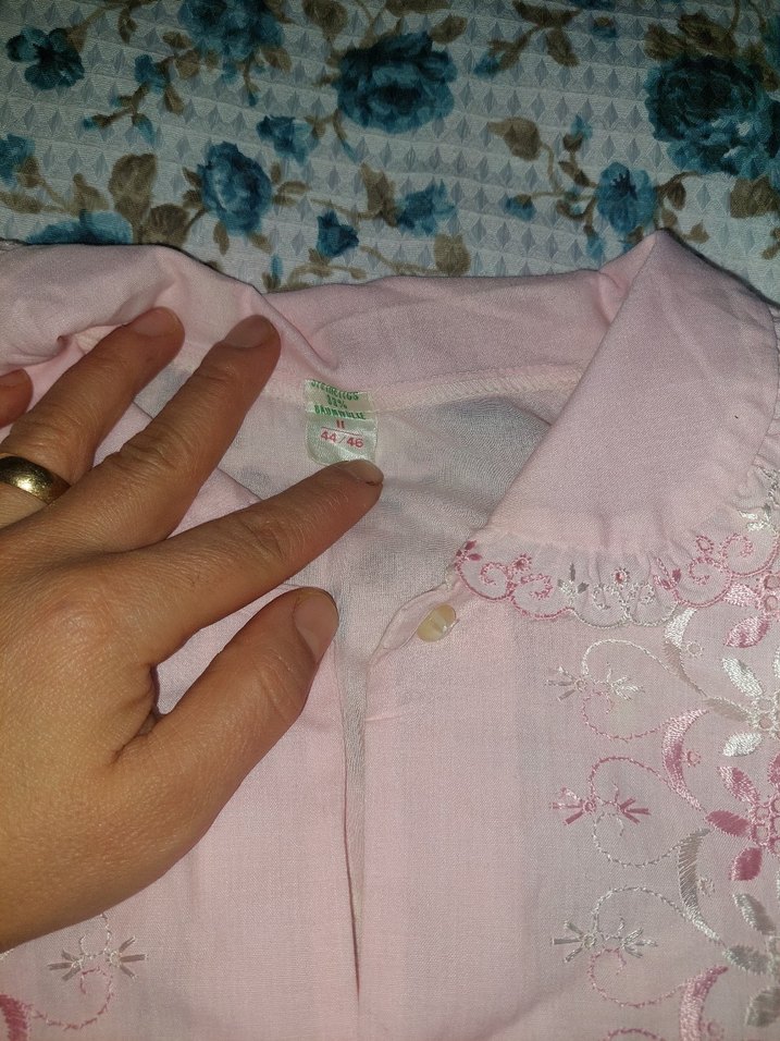 Pembe Nakışlı Uzun Kollu Lohusa Gecelik - Görsel 2