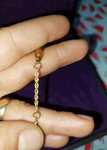 Orijinal altın püsküllü sıkma kehribar Tesbih - Görsel 6