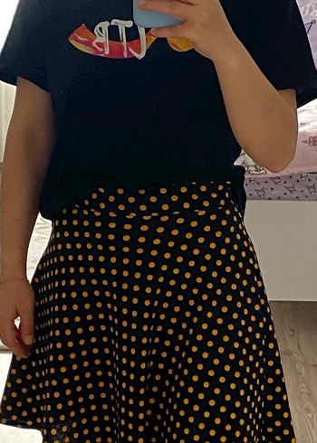 Sarı Puantiyeli Midi Etek - Görsel 7