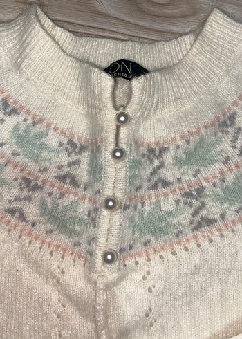 Bohem Tarz Beyaz Örgü Kadın Kazak - Görsel 3