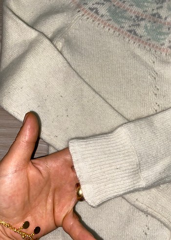 Bohem Tarz Beyaz Örgü Kadın Kazak - Görsel 4