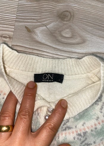 Bohem Tarz Beyaz Örgü Kadın Kazak - Görsel 2