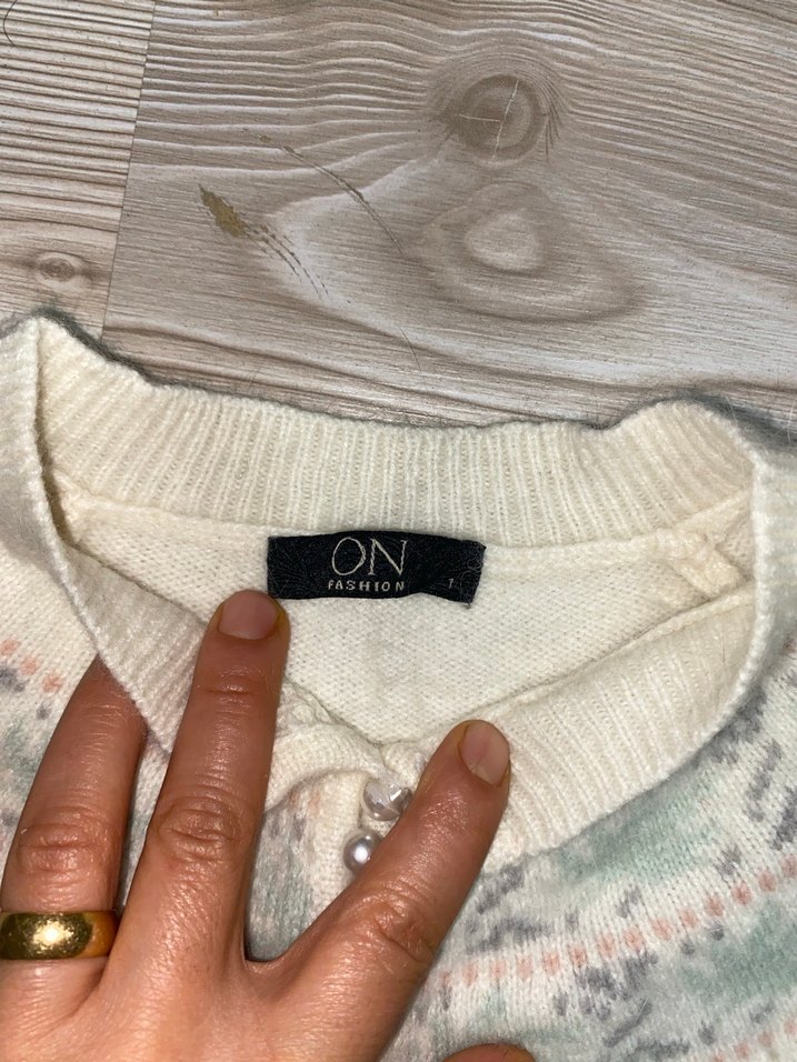 Bohem Tarz Beyaz Örgü Kadın Kazak - Görsel 2