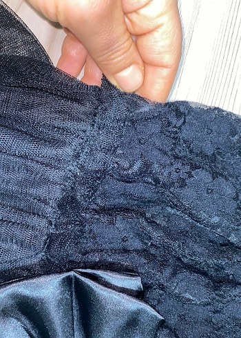 Dantel Detaylı Siyah Uzun Kadın Abiye Elbise - Görsel 5