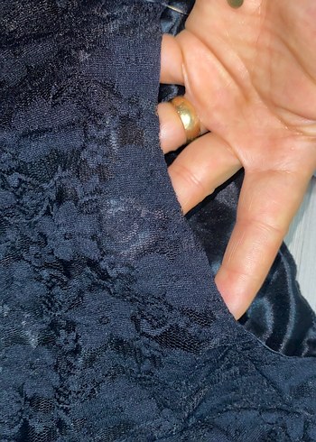 Dantel Detaylı Siyah Uzun Kadın Abiye Elbise - Görsel 6