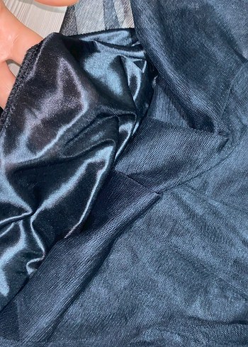 Dantel Detaylı Siyah Uzun Kadın Abiye Elbise - Görsel 4