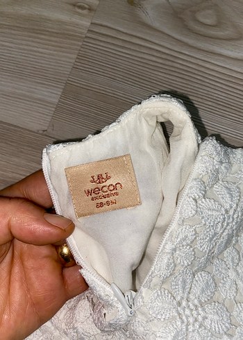 Kız Çocuk Dantel İşlemeli Beyaz Elbise - Görsel 4