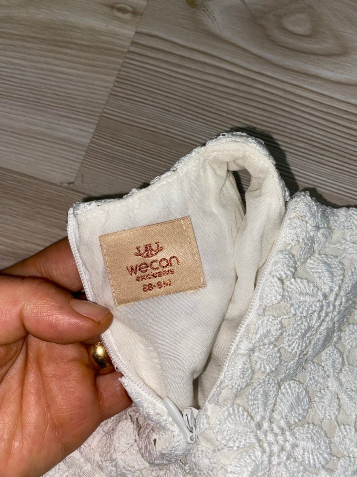 Kız Çocuk Dantel İşlemeli Beyaz Elbise - Görsel 4