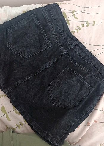 30 Beden Kadın Siyah Düğmeli Bol Kesim Denim Jean