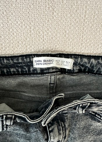 Zara Gri Bağcıklı Elastik Belli Kadın Kot Pantolon
