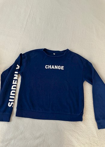 xs Beden mavi Renk Mavi Kadın Pamuklu Uzun Kollu Sweatshirt