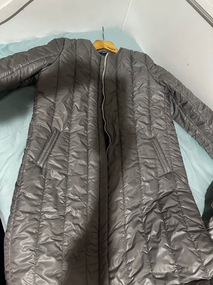 Gri Fermuarlı Kadın Kışlık şişme kaban - Görsel 4