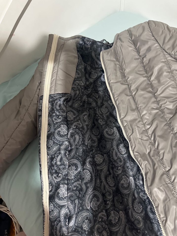 Gri Fermuarlı Kadın Kışlık şişme kaban - Görsel 5