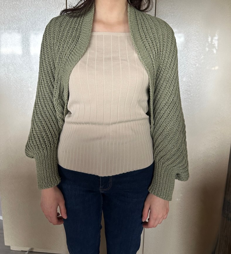 Kadın yeşil Örgü Salaş Midi Hırka - Görsel 4