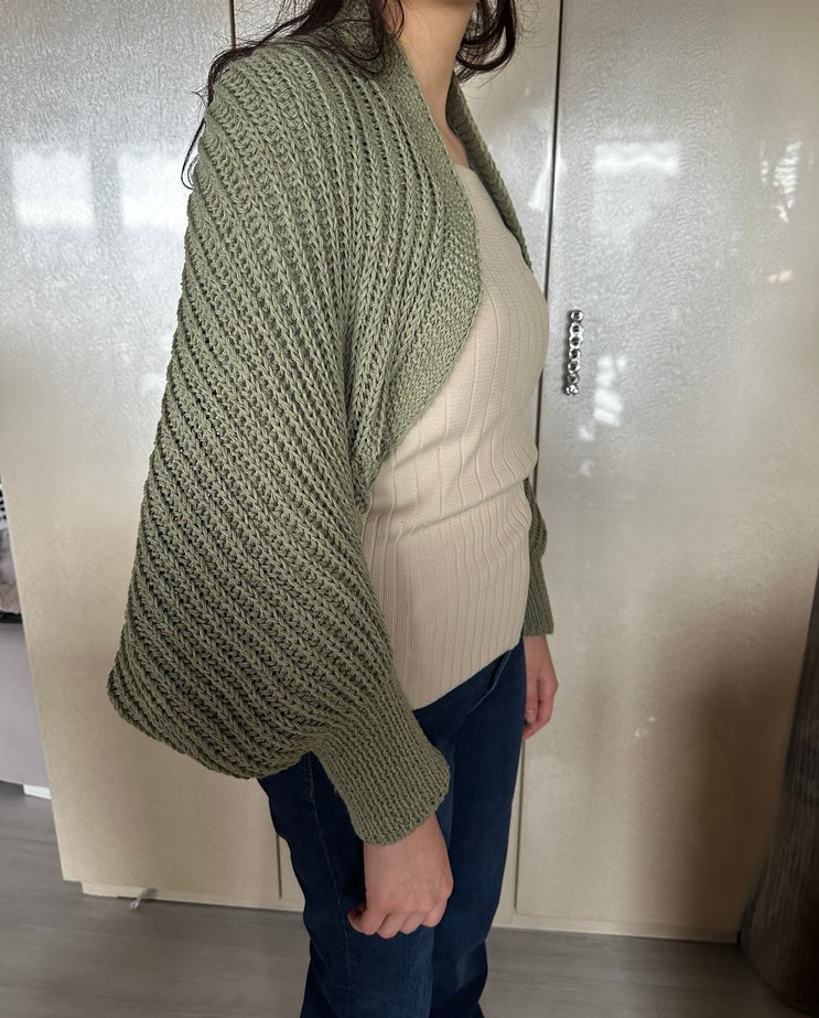 Kadın yeşil Örgü Salaş Midi Hırka - Görsel 3