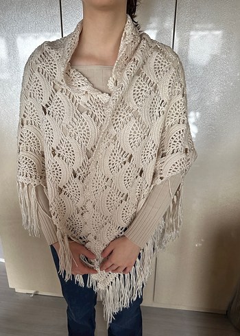 Dantel Detaylı Bohem Kadın Triko Şal - Görsel 3