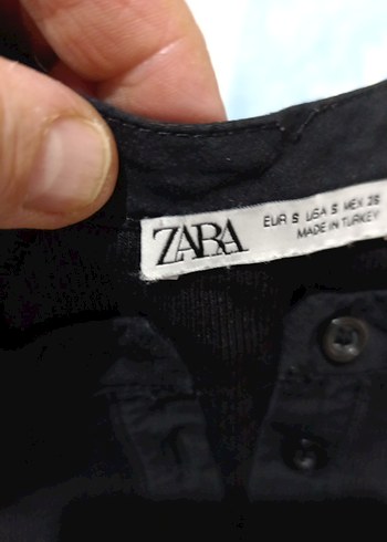 Zara Düğmeli Siyah Hamile Pamuklu bluz