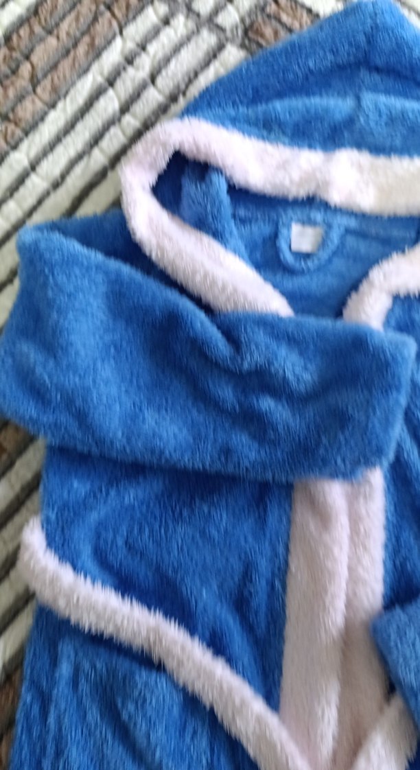 Kapüşonlu Mavi Erkek Çocuk Bornoz - Görsel 5