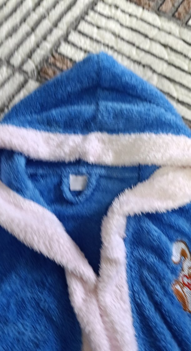 Kapüşonlu Mavi Erkek Çocuk Bornoz - Görsel 4