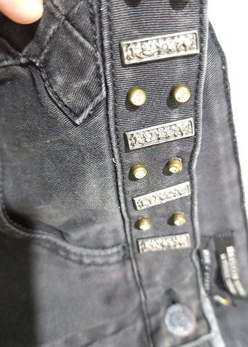 s Beden gri Renk Tokalı Gri Rock Punk Denim Kadın Jean