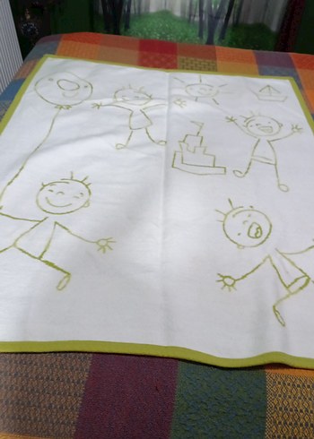 bebek için renkli desenli yeşil battaniye - Görsel 4