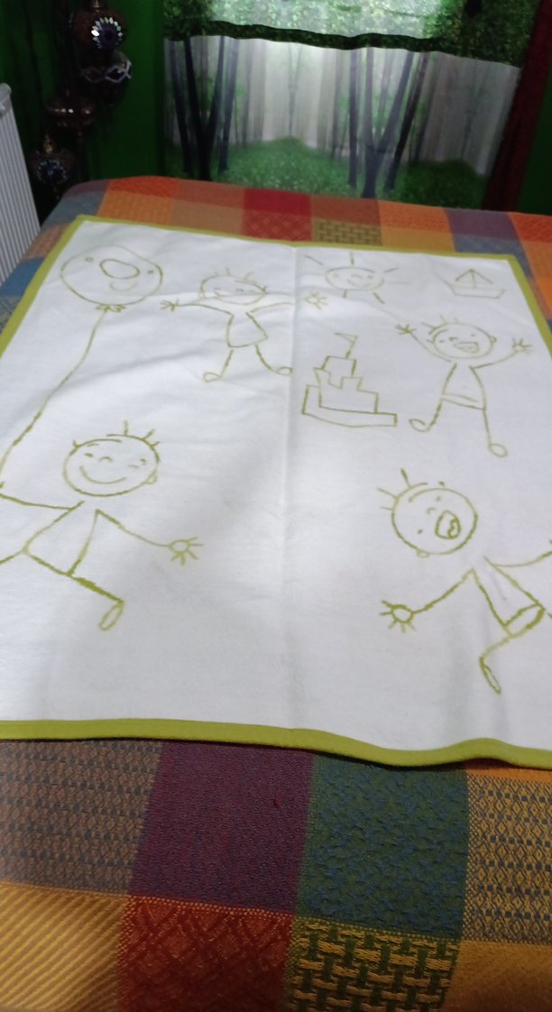 bebek için renkli desenli yeşil battaniye - Görsel 4