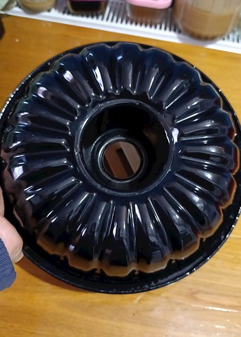 siyah emaye 30 cm'lik büyük bir kek kalıbı - Görsel 6