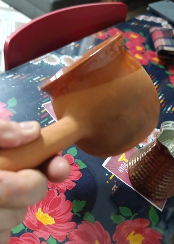 2 tane cezve bakır cezve ve toprak cezve - Görsel 4