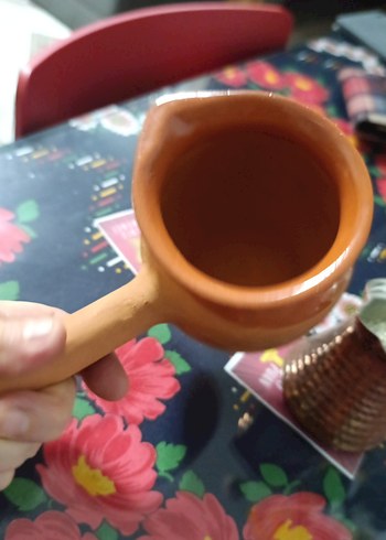 2 tane cezve bakır cezve ve toprak cezve - Görsel 3