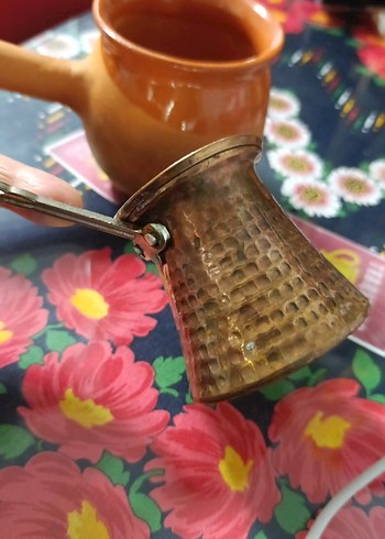 2 tane cezve bakır cezve ve toprak cezve - Görsel 9