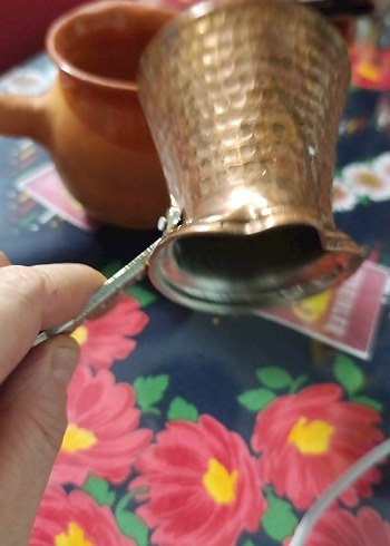 2 tane cezve bakır cezve ve toprak cezve - Görsel 13